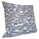 Handmade Decorative Pillow Made With Fortuny Fabric – Camo Isole Pattern in Blue & Silvery Gold Texture