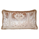 Luigi Bevilacqua Silk Heddle Velvet Ivory Handmade Decorative Pillow With Brush Fringe Leoni Bizantini Pattern