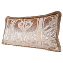 Luigi Bevilacqua Silk Heddle Velvet Ivory Handmade Decorative Pillow With Brush Fringe Leoni Bizantini Pattern