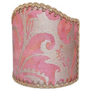 Wall Sconce Clip-On Shield Shade Fortuny Fabric Bittersweet and Gold Lucrezia Pattern Half Lampshade