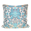 Housse de Coussin Fait Main en Tissu Lampas Rubelli Contessa Bleu et Ivoire