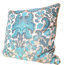 Housse de Coussin Fait Main en Tissu Lampas Rubelli Contessa Bleu et Ivoire