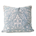 Housse de Coussin Fait Main en Tissu Fortuny Uccelli Bleu Azur et Blanc Antique