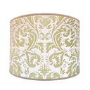 Handmade Drum Cylinder Lampshade - Fortuny Fabric Bayou-Lime Green & Beige Sevres Pattern