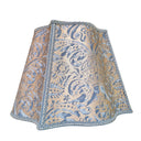 Handmade Fancy Square Lampshade - Fortuny Fabric Blue & Silvery Gold Campanelle Pattern