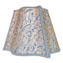 Handmade Fancy Square Lampshade - Fortuny Fabric Blue & Silvery Gold Campanelle Pattern