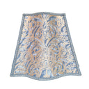 Handmade Fancy Square Lampshade - Fortuny Fabric Blue & Silvery Gold Campanelle Pattern