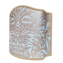Abat Jour Fait Main en Tissu Fortuny Campanelle Aquamarine et Or