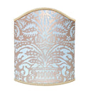 Abat Jour Fait Main en Tissu Fortuny Campanelle Aquamarine et Or