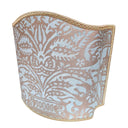 Abat Jour Fait Main en Tissu Fortuny Campanelle Aquamarine et Or