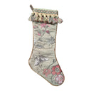 Luxury Christmas Stocking with Tassel Trim Jade Green Silk Brocade Luigi Bevilacqua Fabric Uccelli Pattern