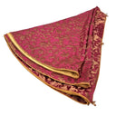 Jupe de Sapin de Noël Fait Main en Tissu Jacquard de Soie Rubelli Les Indes Galantes Rouge Cardinal et Or