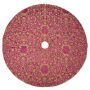 Jupe de Sapin de Noël Fait Main en Tissu Jacquard de Soie Rubelli Les Indes Galantes Rouge Cardinal et Or