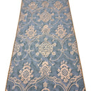 Luxury Table Runner Fortuny Fabric Blue & Silvery Gold Veronese Pattern