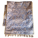 Chemin de Table Fait Main en Tissu Fortuny Campanelle Bleu et Or