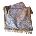 Chemin de Table Fait Main en Tissu Fortuny Campanelle Bleu et Or