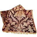 Chemin de Table Fait Main en Tissu Lampas de Soie Rubelli Roi Soleil Rouge Rubis à Frange Mèches