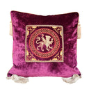 Embroidered Fuchsia Rubelli Velvet - Handmade Decorative Pillow With Corner Tassels